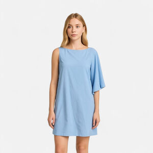 Marie Oliver Blue One Shoulder Silk Dress - XS